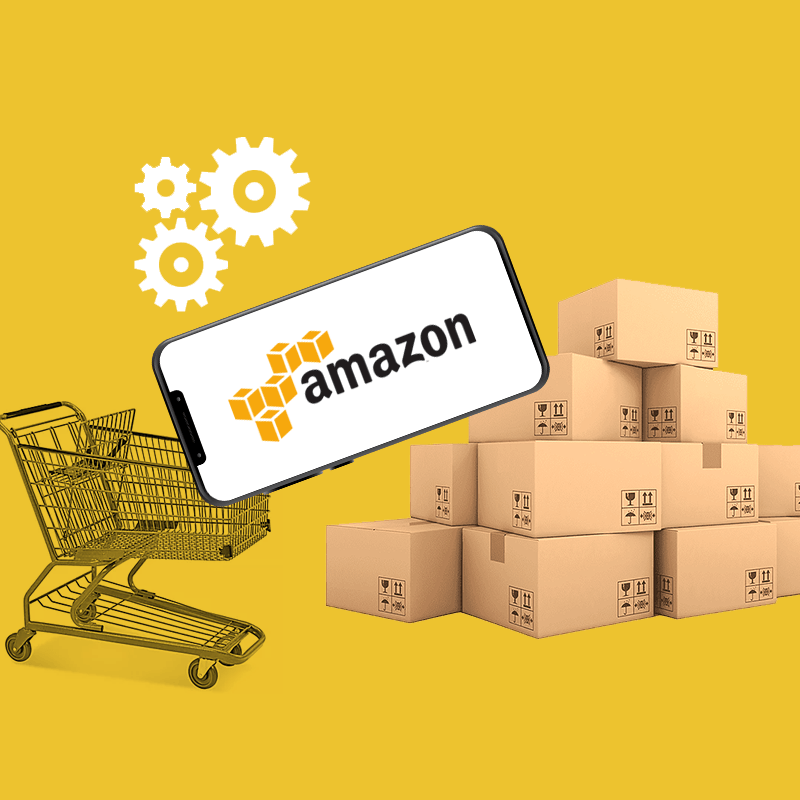 Amazon delivery packages with cart